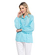 Синя памучна дамска блуза с копчета Bernice-0 снимка