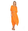 Оранжева дамска блуза с високо съдържание на лен-3 снимка