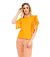 Памучна оранжева дамска блуза с ефектни ръкави Kiera-0 снимка