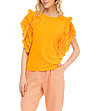 Памучна оранжева дамска блуза с ефектни ръкави Kiera-2 снимка