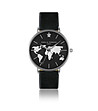 Черен дамски часовник с карта на света на циферблата Vacation -0 снимка