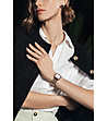 Дамски розовозлатист часовник с циферблат в бяло Bay -1 снимка