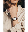 Дамски розовозлатист часовник с кафява каишка Bay -1 снимка