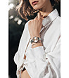 Сребрист дамски часовник с розовозлатист циферблат Golden Hour-1 снимка