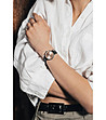 Дамски часовник със сребрист корпус и черна каишка Golden Hour-1 снимка