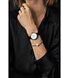 Сребрист дамски часовник с черна кожена каишка Kendra -1 снимка