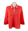 Оранжева дамска памучна блуза с бродерии-0 снимка