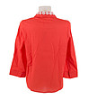 Оранжева дамска памучна блуза с бродерии-1 снимка
