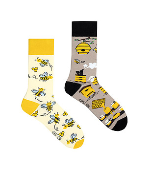 Тематични unisex чорапи Honey bee в жълти нюанси снимка