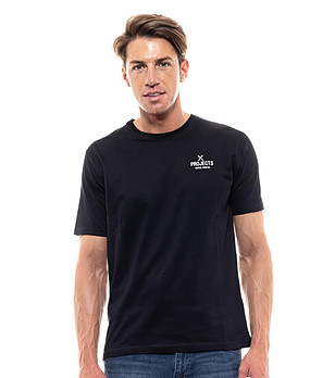 Памучна мъжка тениска в черно Dean снимка