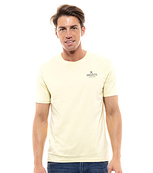 Памучна мъжка тениска в жълто Dean снимка