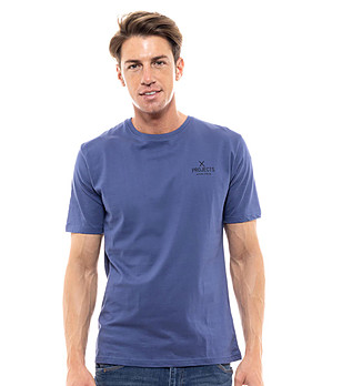 Памучна мъжка тениска в синьо Dean снимка