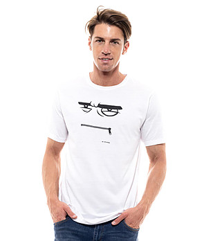 Памучна мъжка тениска в бяло Face снимка