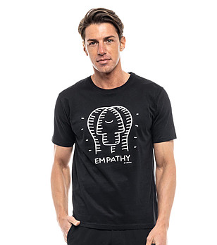 Памучна мъжка тениска в черно Empathy снимка