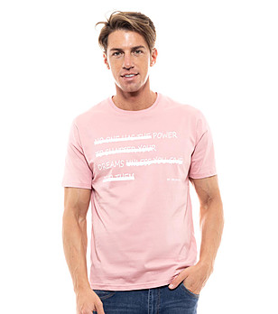 Памучна мъжка тениска в розово Adam снимка