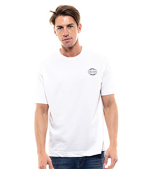 Памучна мъжка тениска в бяло Eddie снимка