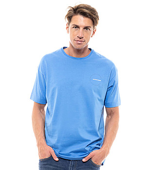 Памучна мъжка тениска в синьо Ricky снимка
