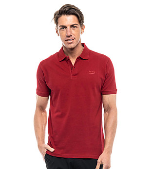 Тъмночервена памучна мъжка блуза с лого Biston снимка