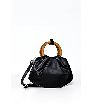 Черна дамска чанта с кръгли дръжки Susan снимка
