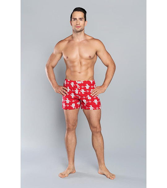 Червени мъжки памучни боксерки с принт Elmo снимка