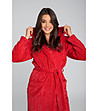 Червен дамски халат с качулка Zala-3 снимка