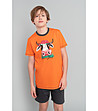 Детска памучна пижама в оранжево и графит Roger-0 снимка