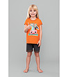 Памучна детска пижама в оранжево и графит Blonde-3 снимка