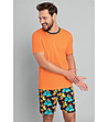 Памучна мъжка пижама в оранжево Komiks-2 снимка