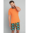 Памучна мъжка пижама в оранжево Komiks-3 снимка