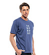 Памучна мъжка тениска в синьо The best way out-2 снимка