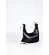 Черна дамска чанта с бяла дръжка Edona-0 снимка