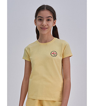 Памучна жълта детска тениска Petunia снимка