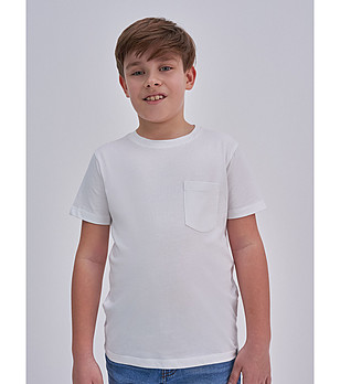 Детска памучна тениска в цвят крем Meniek снимка