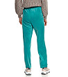 Дамски панталон в цвят тюркоаз с кадифен ефект Pixi-1 снимка