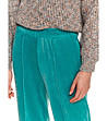 Дамски панталон в цвят тюркоаз с кадифен ефект Pixi-3 снимка