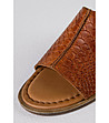 Кафяви дамски чехли от естествена кожа с релеф Lisette-3 снимка