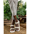 Бежови дамски сандали от естествена кожа -4 снимка