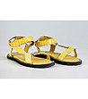 Жълти дамски кожени сандали с асиметричен дизайн -0 снимка