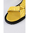 Жълти дамски кожени сандали с асиметричен дизайн -2 снимка