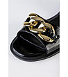 Черни дамски сандали със златиста верижка Irosa-2 снимка