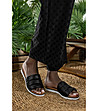 Черни дамски чехли от естествена кожа Edona-4 снимка