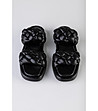 Дамски чехли в черно от естествена кожа Lorna-1 снимка