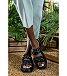 Дамски чехли в черно от естествена кожа Lorna-4 снимка