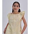 Памучна детска блуза в жълто и бяло Kinga-3 снимка