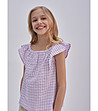 Памучна детска блуза в лилаво и бяло Kinga-2 снимка