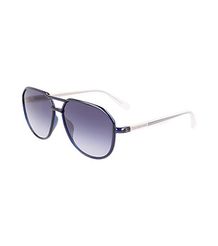 Unisex тъмносини слънчеви очила с бели дръжки снимка