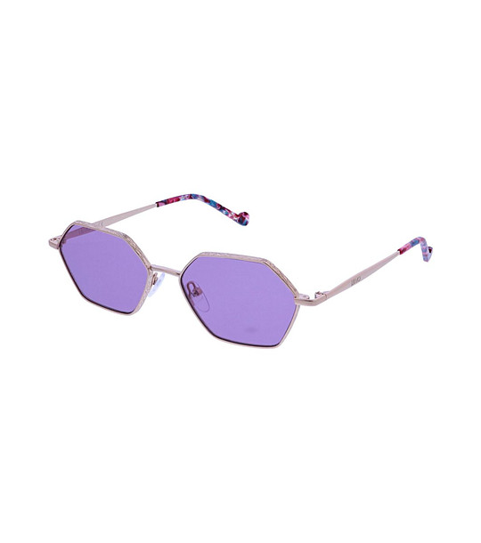 Златисти дамски слънчеви очила с лилави лещи снимка