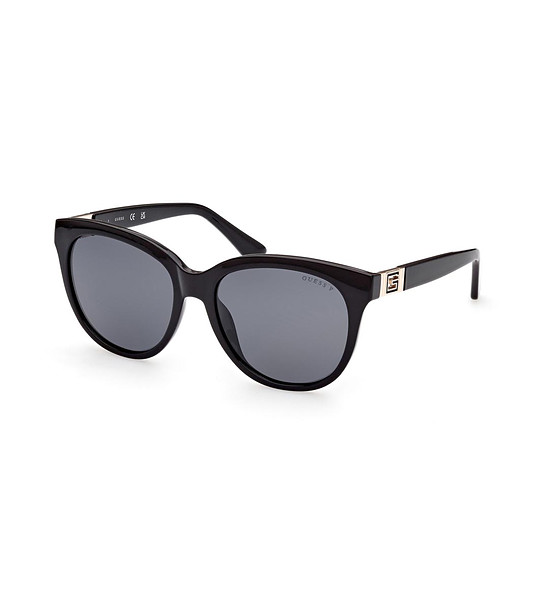 Черни дамски слънчеви очила със сиви лещи снимка