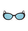 Дамски овални слънчеви очила в цвят хавана със сини лещи-1 снимка