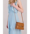 Дамска чанта от естествена кожа в цвят камел Mina-0 снимка
